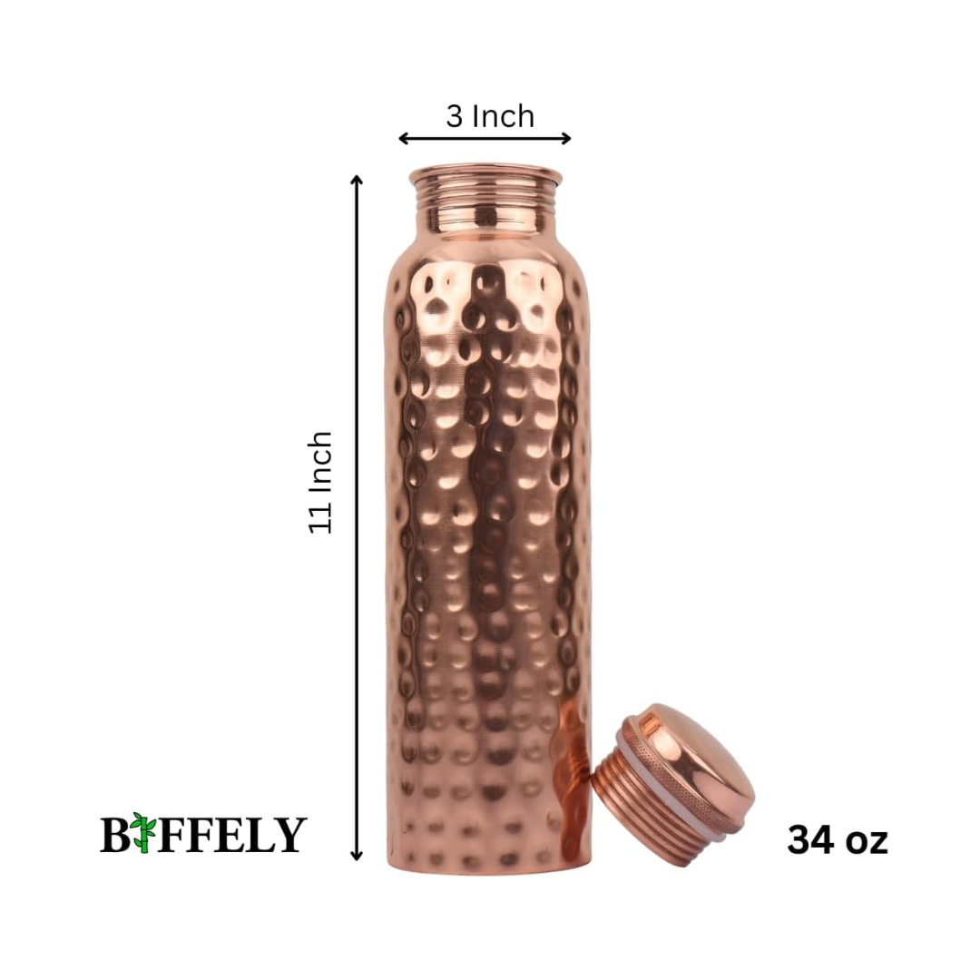 100% Pure Copper Water Bottle for Drinking -34 oz