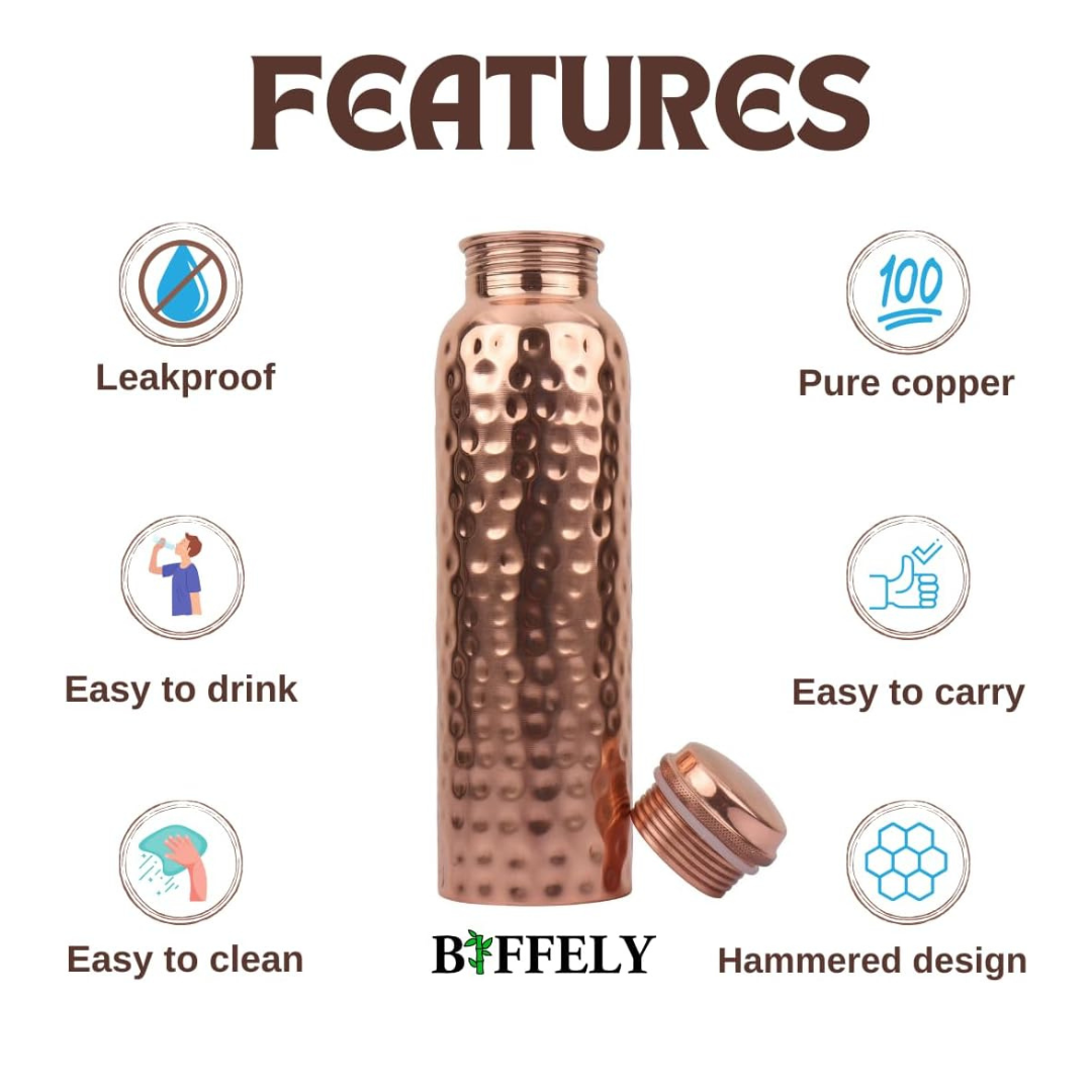 100% Pure Copper Water Bottle for Drinking -34 oz