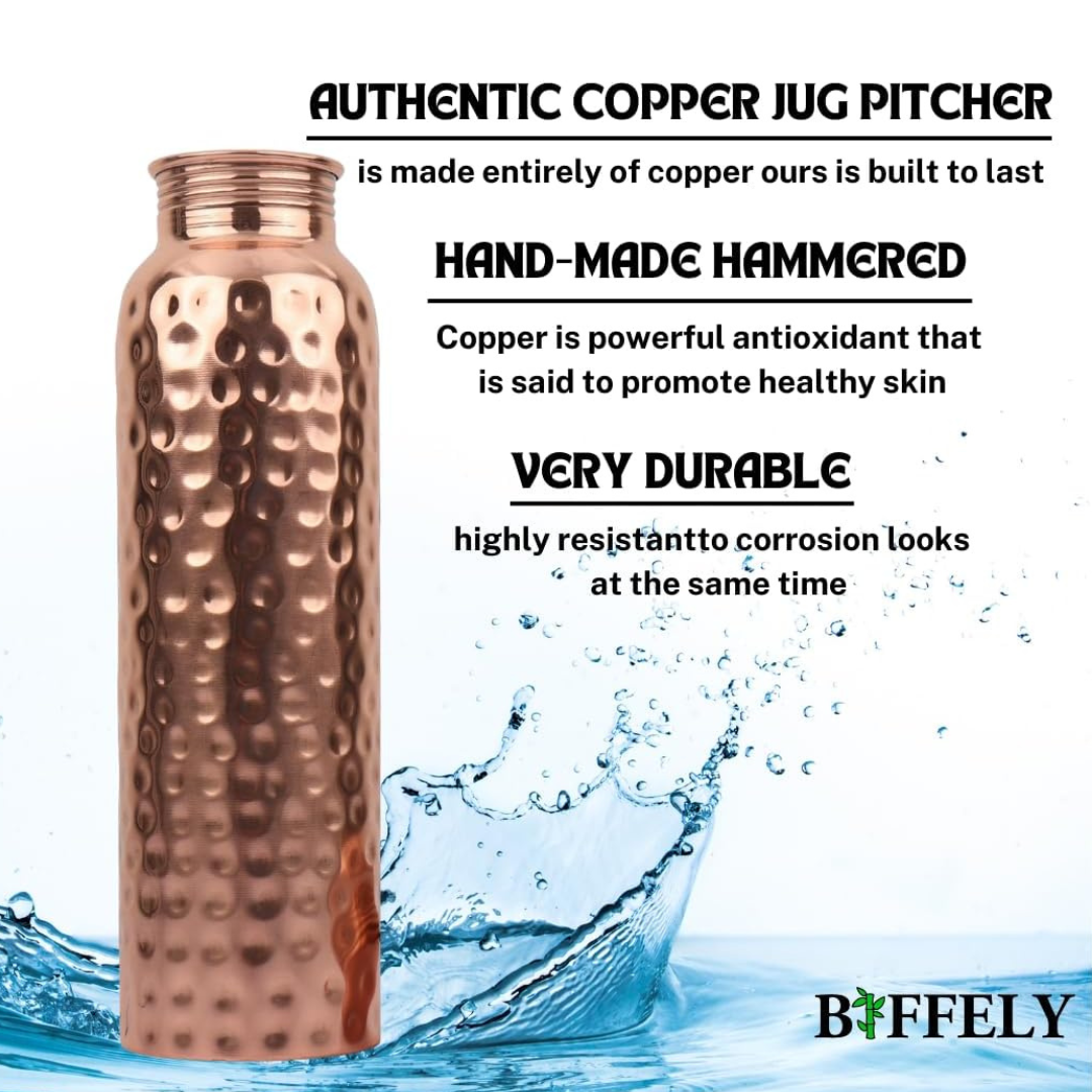 100% Pure Copper Water Bottle for Drinking -34 oz