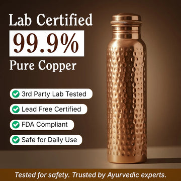100% Pure Copper Water Bottle for Drinking -34 oz