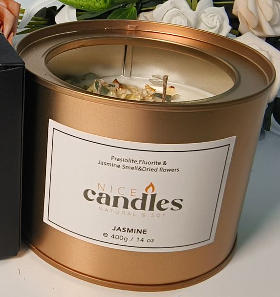 Nice Candles - Natural Essential Oils Candle with Healing Crystals